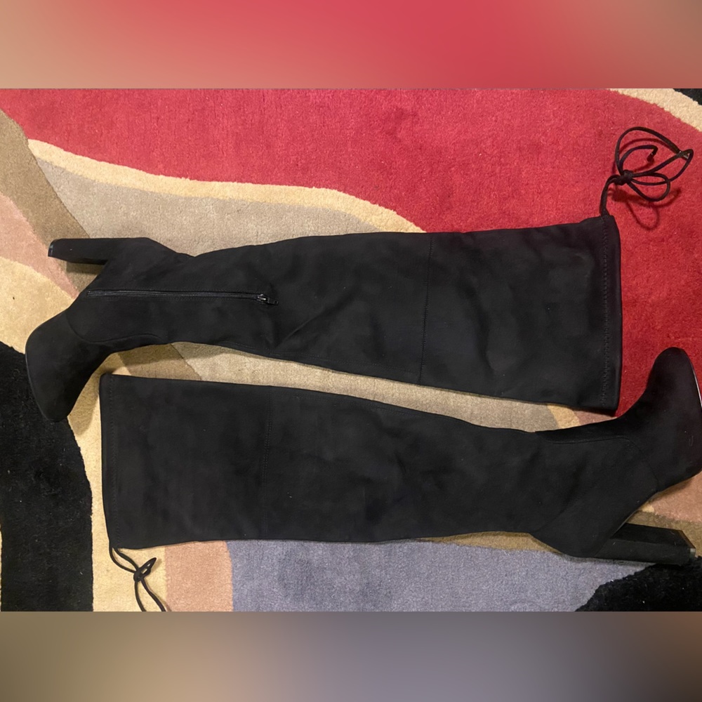 Black Suede Thigh High Boots size 9 with 4in heel